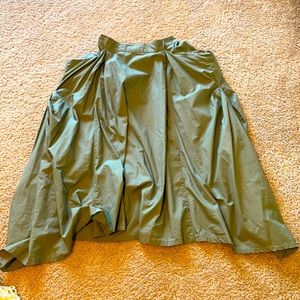 Cotton olive unique shapes long skirt with pocket from Japan
